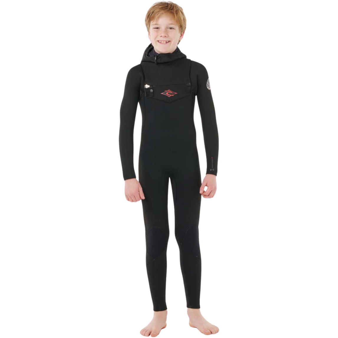 2026 Rip Curl Junior Dawn Patrol 5/4mm Hooded Chest Zip Wetsuit 144BFS - Black